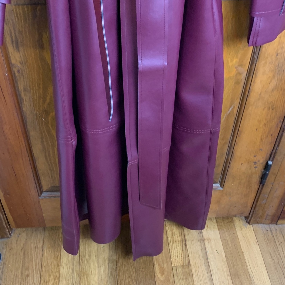 Naked Wardrobe Burgundy Trench Coat small vegan leather new with tags - Picture 5 of 10